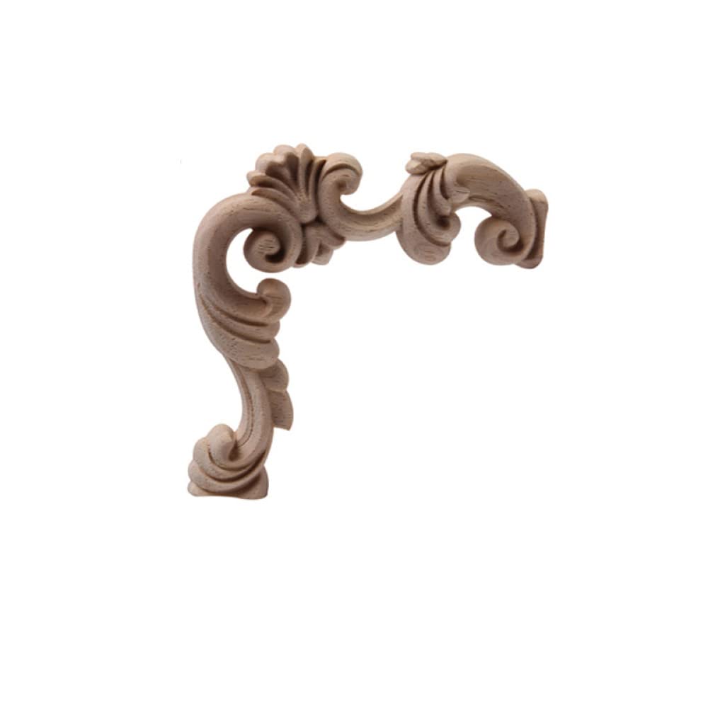 Applique en bois sculpté rose gauche 15x15cm pour meuble angle et mur