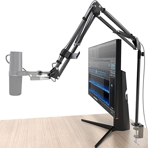 CACENCAN Boom Arm, 360° Rotatable Microphone Stand with Desk Mount, Foldable Desk Mic Arm with 3/8'' to 5/8'' Screw Adapter, Microphone Arm for Live Streaming, Gaming, Podcasting[Heightened Version]