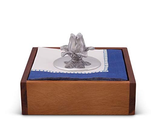 Arthur Court Magnolia Flower Napkin Weight Or Office Paperweight For Outdoor Napkin Paper Towel Holder Metal One Size Silver Base 3.75 Inch Diameter #TOP1