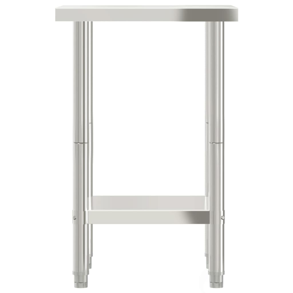 Mesa de trabajo de cocina de acero inoxidable 55 x 55 x 85 cm con estante, patas ajustables, suministros de gastronomía para restaurante, hotel, aperitivo, cocina grande, catering, bistro, pizzería