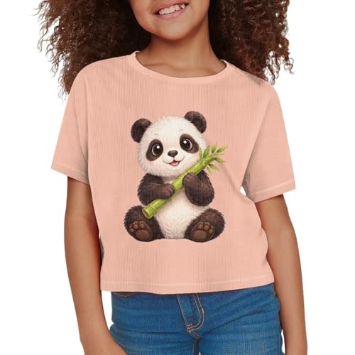 Image of Girls Fashion Crewneck Tee Shirts Casual Short Sleeve Crop Top Summer Outfits 5-14 Year