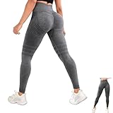 DVDVBOOM 3D Compression Leggings Women, High Waist Anti Cellulite Leggings, Workout Bum Scrunch Butt Lift Leggings, Gym Trousers Womens (UK, Alpha, M, Regular, Regular, Grey01)