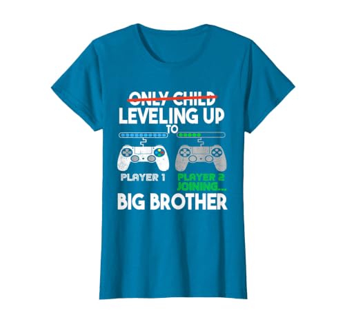 2024 Pregnancy Promoted Big Bro Leveling Up to Big Brother T-Shirt, Women, Sapphire Blue, XX-Large