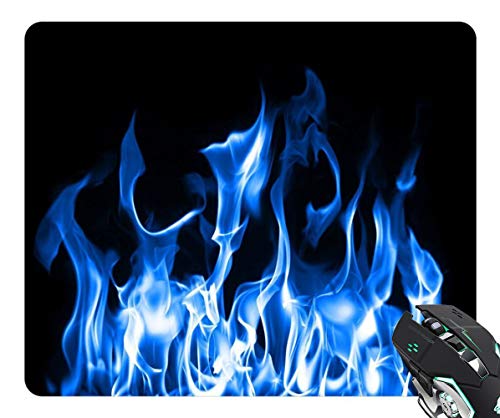 1 X Gaming Blue Fire Mouse Pad Oblong Shaped Mouse Mat Design Natural Eco Rubber Durable Computer Desk Stationery Accessories Mouse Pads For Gift Support Wired Wireless or Bluetooth Mouse