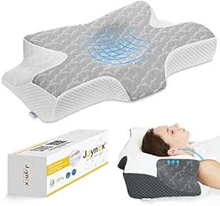 Joynox Cervical Memory Foam Contour Pillow for Neck and Shoulder Pain, Ergonomic Orthopedic Neck Support Sleeping Pillow for Side Sleepers, Back and Stomach Sleepers (Grey)