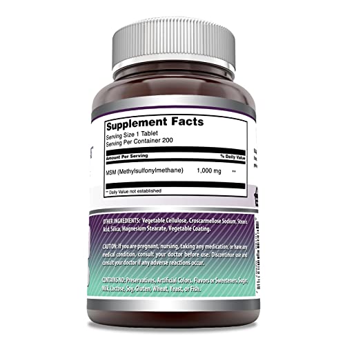 Amazing Formulas Msm 1000Mg 200 Tablets Supplement | Non-Gmo | Gluten Free | Made In Usa #TOP2