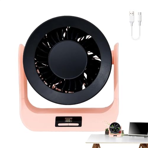 Nkmujil Ventilador de escritorio, ventilador silencioso recargable por USB con pantalla LED, diseño portátil montado en la pared para dormitorio, hogar, al aire libre, viajes, 6.7 x 3.9 x 7.4 pulgadas