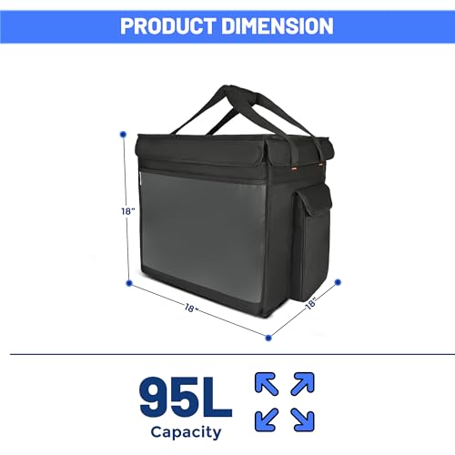Image of Foldable Insulated Food Delivery Backpack - Keeps Meals Hot for Up to 2 Hours - Crossbody Multi-Meal Carrier for Couriers & Restaurants - Black