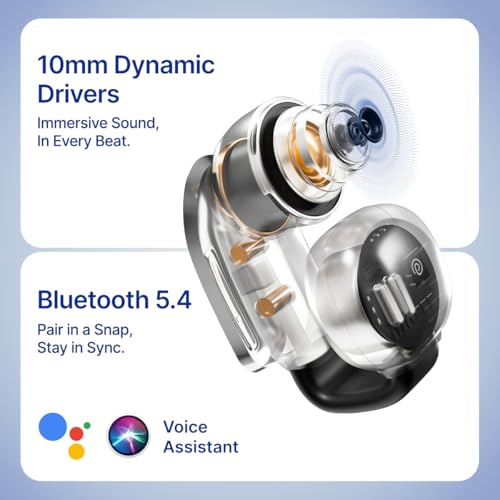 pTron Store pTron Bassbuds Vortex Clips Wireless Open Ear Earbuds - Image 6