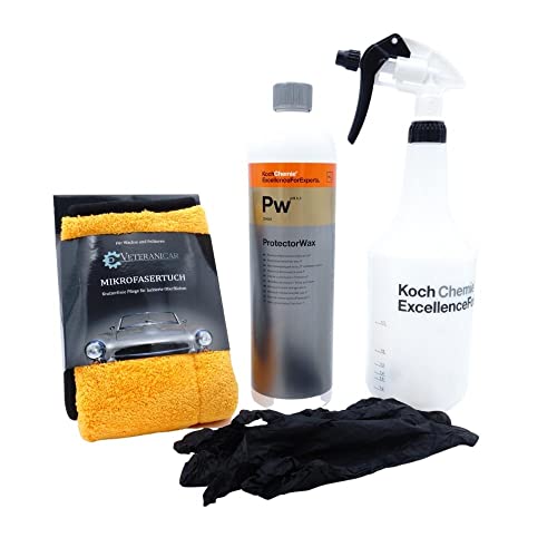 Veteranicar Koch Chemie PW ProtectorWax - Juego de cera conservadora (1 litro de spray + paño de microfibra + guantes) Cover
