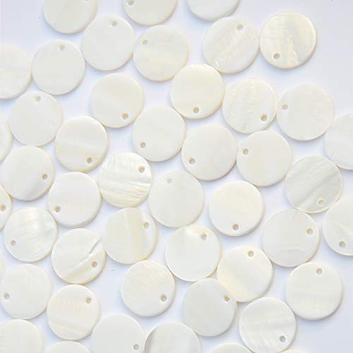 Shell Beads, Dyai 100Pcs 15Mm Flat Round Mother Of Pearl Coin Beads Charms For Jewelry Making (White) #TOP1