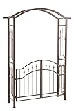 CLP Eisen-Rosenbogen Luxor mit Eingangspforte | Torbogen aus Metall mit stilvollen Verzierungen | Rankhilfe mit Zwei Türen im Landhausstil, Farbe:braun