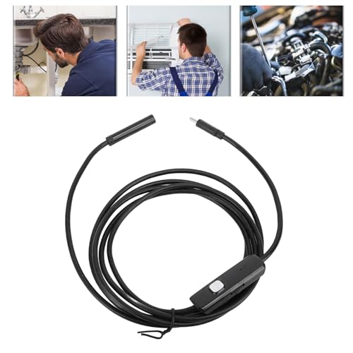 Industrielles Endoskop mit 7 Mm Durchmesser und 2 M Kabel, Inspektionskamera für Mechanische Interne Struktur-Rohrleitungsverstopfungen, Ausgestattet mit Typ-C-, USB- und