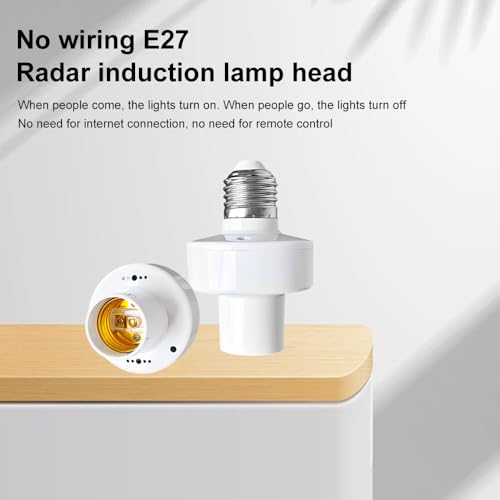 Motion Sensor Light Socket, E27 Smart Lamp Bulb Holder Adapter Auto On/Off Light Control for Outdoor Indoor Garage Light, Garage Basement Porch Storage Room