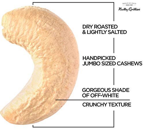 Image of Nutty Gritties Roasted Cashews, Lightly Salted, Dry Roasted, Non Fried, Zero Oil (Pack of 9-21g Each), 189g