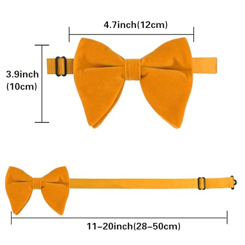 Image of Alizeal Velvet Pre-tied Adjustable Bow Tie for Men Oversize Formal Solid Tuxedo Bowtie