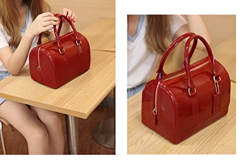 Image of Ladies Summer Jelly Pillow-shaped Top Handle Handbag Candy Color Transparent Crystal Purse