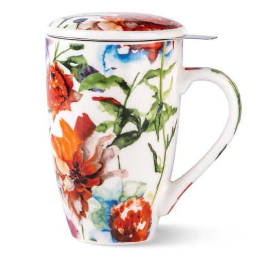 GBhome Tea Mug with Infuser and Lid,18 oz Loose Leaf Tea Cup with Steeper