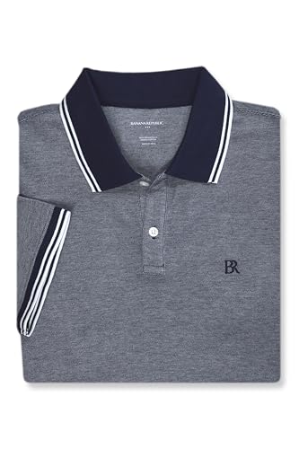 Banana Republic Mens 748801 Regular Fit Pique Mesh Tipped Organic Cotton Monogram Polo Shirt