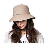 Khaki Bucket Hats for Women Sun Beach Hat Teens Girls Wide Brim Summer Fisherman's Caps UPF 50+（A4-