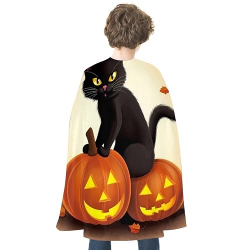 Halloween Black Cats Pumpkin Halloween Cloak Costume for Men Women