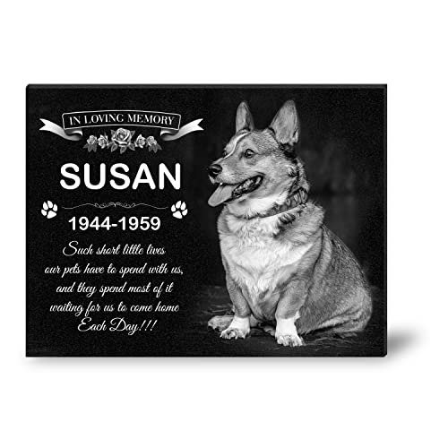 Image of ADFSTONE Pet Memorial Stones Personalized Dog Remembrance Gifts, Customized Dog Picture Grieving Plaque, DIY Gravestone, Custom Sympathy Photo Gift, Animal Grave Markers.