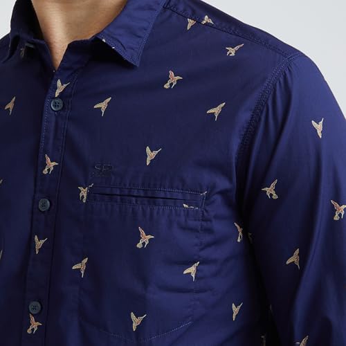 Image of Colorplus Men's Pure Cotton Print Pattern Contemporary Fit Regular Collar Full Sleeve Casual Shirt