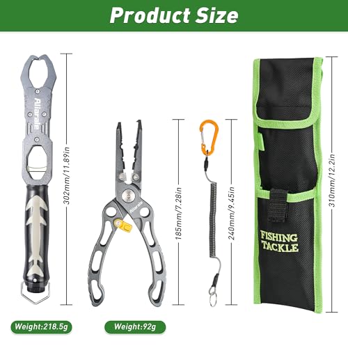 Image of Fishing Pliers,Fish Lip Gripper & Scale Combo - Saltwater Resistant Fishing Tools Kit,Multitool Hook Remover and Split Ring Pliers with Sheath,Fishing Gear,Fishing Gifts for Men