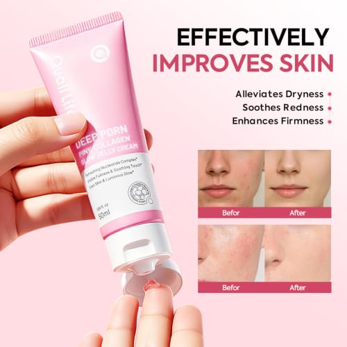 QualiLife PDRN Pink Collagen Jelly Cream — Salmon DNA Hydrating & 5% Niacinamide Dual Texture Moisturizer for Firmness, Elasticity, Wrinkle Care Barrier Repair & Glass Glow Skin, 50ml/1.69 fl.oz — view 6