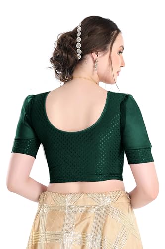 Image of FINESTFIT Stay On Trend Fashion 100% Cotton Readymade Blouses for Women,Round Neckline with Organza Balloon Sleeves.