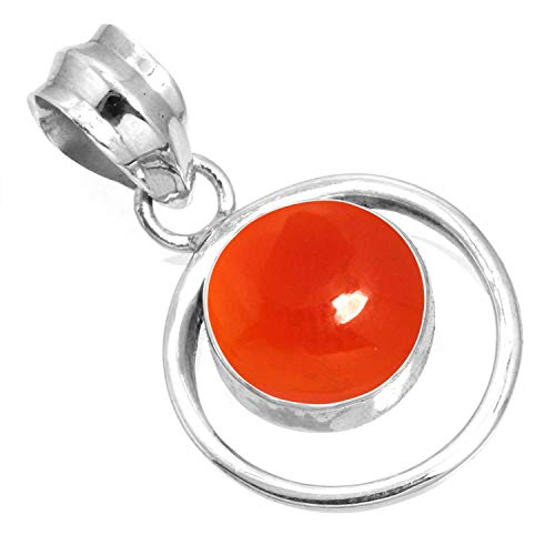 Jeweloporium Pendentif en Argent 925 pour Collier chaîne pour Femmes, Fait Main Orange Réel Cornaline Gemme Pendentif en Argent, Cadeau pour Maman sur Anniversaire, Bijoux en Argent 925 avec Gemme Cover