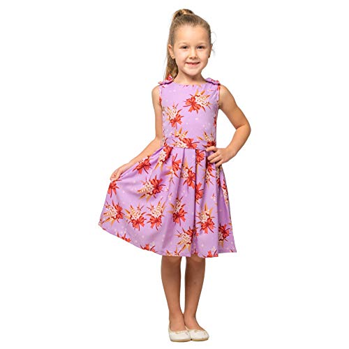 Image of Miss Lavish London Kid Dress for Girls, Shoulder Bow Printed Party Dress, Summer Dress for Girls, Kids Printed Dress for Birthday, Vacation, Wedding & Festival Girls Dresses