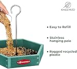 Kingsyard Hanging Bird Feeder for Outdoor - Rugged Reclcled Plastic Wild Bird Feeding Station with Metal Mesh Tray and Stainless Hanging Pole, Steady and Durable, Green