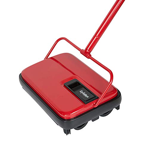 Eyliden Carpet Sweeper, Mini Size Lightweight Hand Push - No Noise, Non-Electric, Easy Manual Sweeping Only for Carpet Cleaning (Red)
