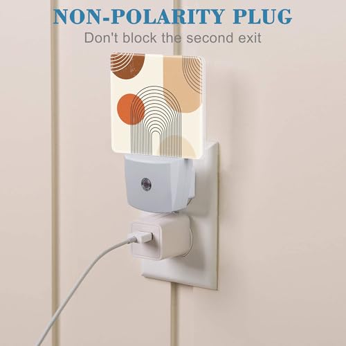Image of Plug in Night Lights Bohemian Art Abstract Lines Nightlight Plug Into Wall Dusk to Dawn Sensor LED Night Light for Kid Girls Boys Women Room Decor,Hallway,Kitchen,Bathroom,Nursery,Stairs