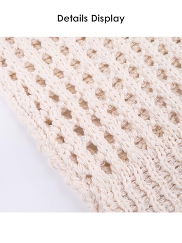 Crochet Shoulder Tote Bag, Hobo Beach Bag for Women, Woven Cute Simple4