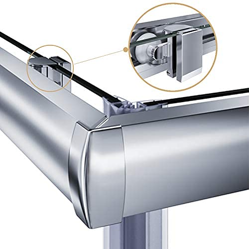 Elegant Shower Enclosure 34'' D. X 34'' W. X 72'' H. Double Sliding Shower Door 2 Stationary Panels 1/4'' Clear Glass Door Framed Shower Enclosure In Chrome (Shower Base Not Included) #TOP2