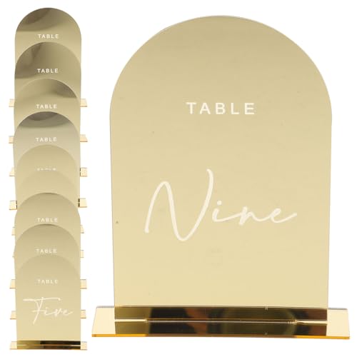 Numéros de table dorés GARVALON lot de 10 marque-places en acrylique 3D de banquet