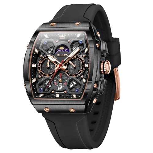 Image of OLEVS Mens Watches Chronograph Calendar Waterproof Luminous Multifunction Watches for Men Business Quartz Silicone Men Wrist Watch