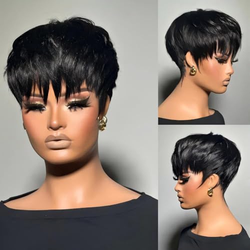 Sumcas Short Pixie Cut Wig Human Hair Bob Wigs for