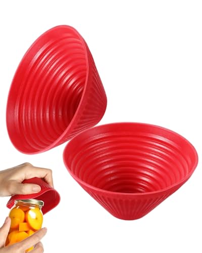 HUVZOR 2Pcs almohadillas de goma multiusos antideslizantes resistentes al calor para botellas y tarros, utensilio de cocina reutilizable para una fácil apertura y agarre mejorado,rojo