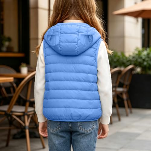 Gouuuia Girls Hooded Puffer Vest Cute Zip Up Sleeveless Coat 4-15 Years - image 3