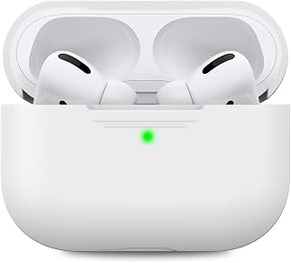 AHASTYLE AirPods Pro Case Protective Cover [Front LED Visible] Compatible with Apple AirPods Pro 2019 (Without Carabiner, White)