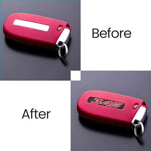 Image of TOOLEPIC for Dodge Challenger Charger Durango and Jeep Grand Cherokee Key fob Badges 2015-2024-Set of 2 - Finest Vehicle Emblems Accessories for 345 Hemi, Ideal for Decoration - Ruby Red