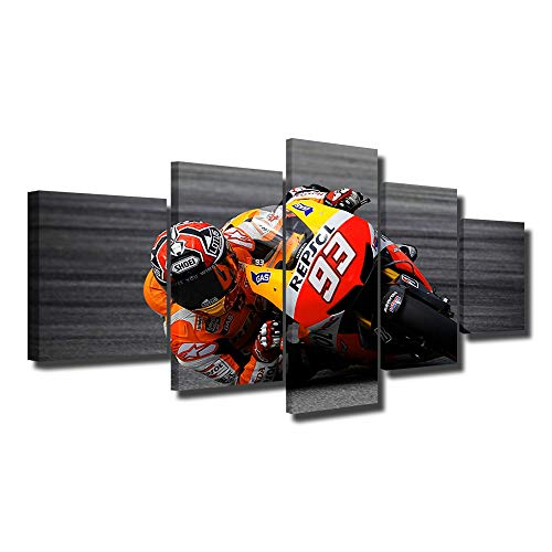 Tableau Moto Racing 5 pièces avec cadre impression HD pour déco salon - 2