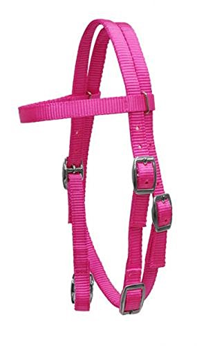 Showman Pony Size Premium Pink Soft Durable 2 Ply Nylon Browband Headstall Adjustable Bridle
