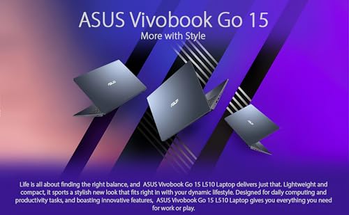 Image of ASUS Vivobook Go 15 L510 Laptop, 15.6 inch FHD, Intel Celeron N4020 Processor, 4GB DDR4 RAM 128GB Storage, 1-Year Microsoft 365, Thin & Light, Win 11 Home S, W /Wireless Mouse