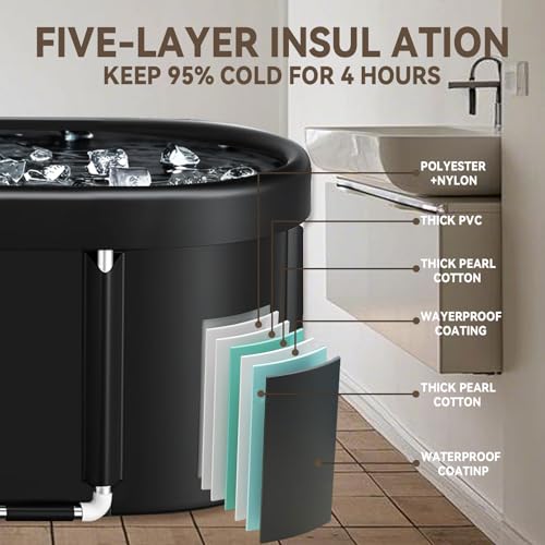 Eistonne eisbad Oval 120x70x70cm – eisbaden tonne XXL Ice Bath mit 5-Schicht-Isolierung und faltbarem Design – Kryotherapie für schnelle Regeneration nach Sport & Training​
