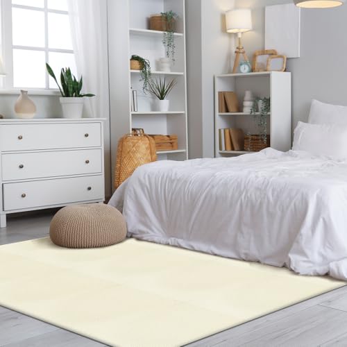 Carreaux de moquette autocollants 61x61 cm : sol blanc cassé doux et rembourré - 4