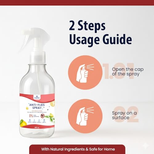 Image of Krama Natural Fly (Insect) Repellent Spray 300ml (Vegan /No-Killling) Bees,Fruit Flies,Drain Flies, House Flies Insect Repellent for Home, Kitchen & Outdoor - Neem, Eucalyptus &Citrus: Kids & Pet Safe